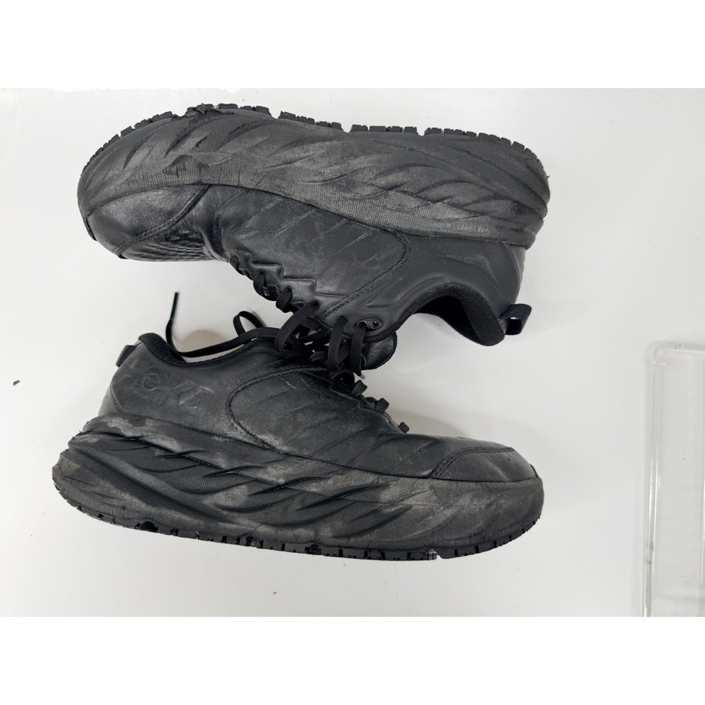 Hoka Bondi SR Black Leather Slip Resistant Shoes Mens 9 Wide 2E Work - Picture 7 of 12